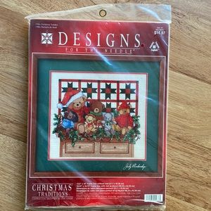 Designs for the Needle 1986 Christmas Teddies counted Cross Stitch kit NWT